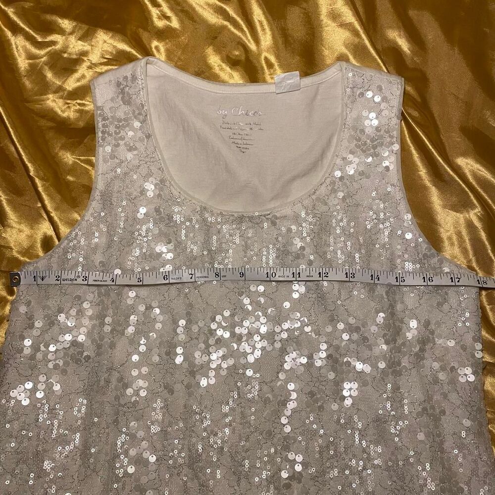 Chico’s White Sequin Lace Tank Top - Picture 5 of 5